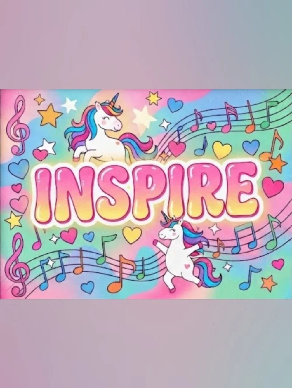 8.5x11 Cardstock Inspire Unicorn Rainbow Wall Art Print - Pink